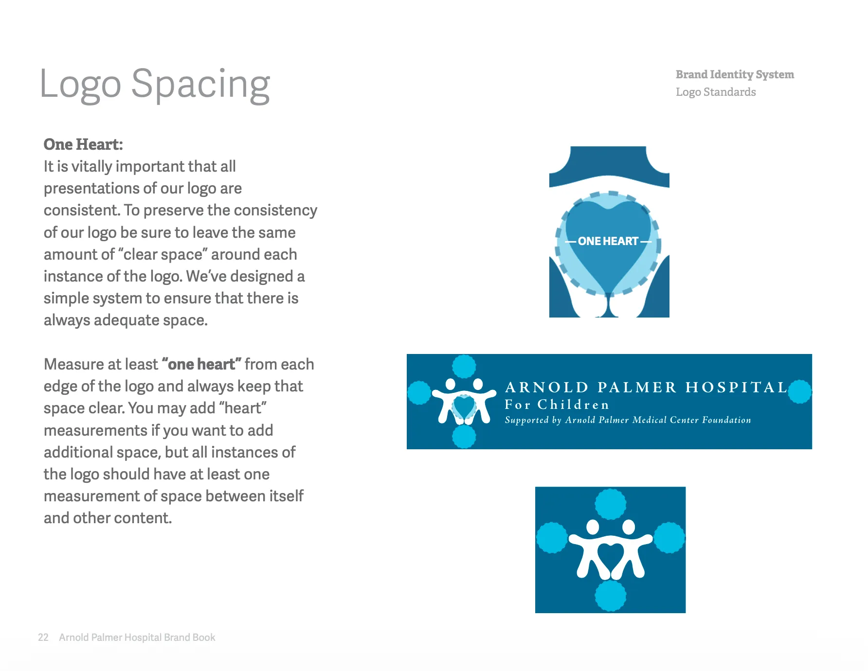 Arnold Palmer Hospital brand book: Logo spacing