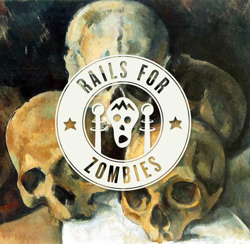 Rails for Zombies skull badge